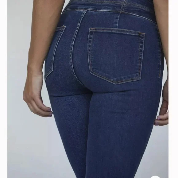 Free People We The Free Sz 32 blue High Rise Lace Up Jeans Lovers Knot - Picture 3 of 7